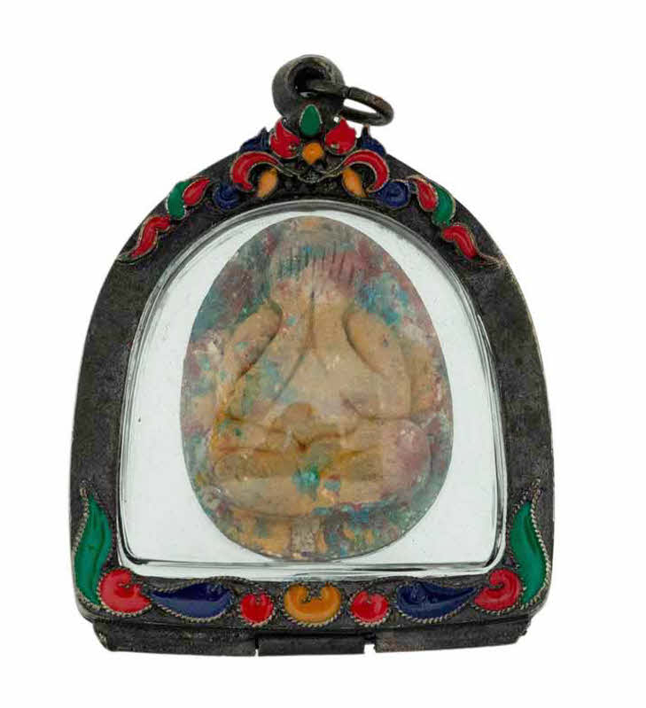Amulette Thaï Bouddha Phra Pidta Yeux Fermés Avec Leklai - Talisman De Protection - Référence 1791 - Neuf